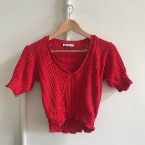 Zara Red Knit Crop Top